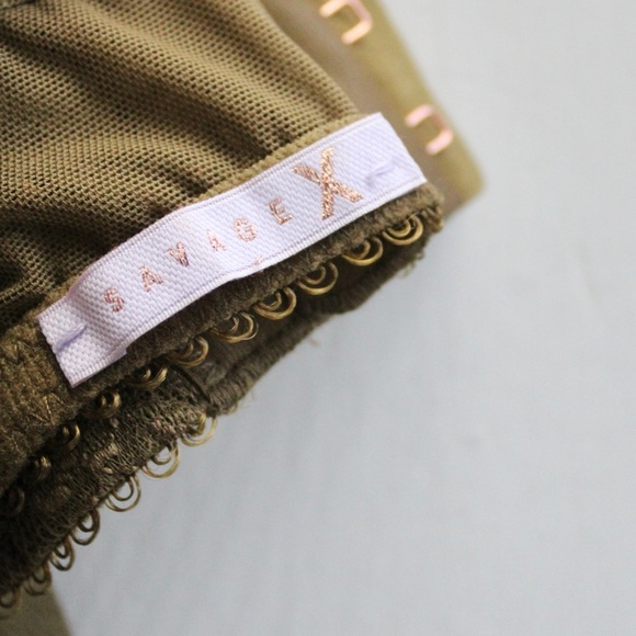 Savage X Fenty Chantilly Cascade Olive Green Bralette Size Medium - Picture 6 of 7